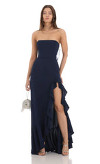 Strapless Back Bow Corset Maxi Dress