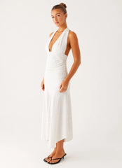 Grettana Halter Neck Midi Dress - White Polka Dot