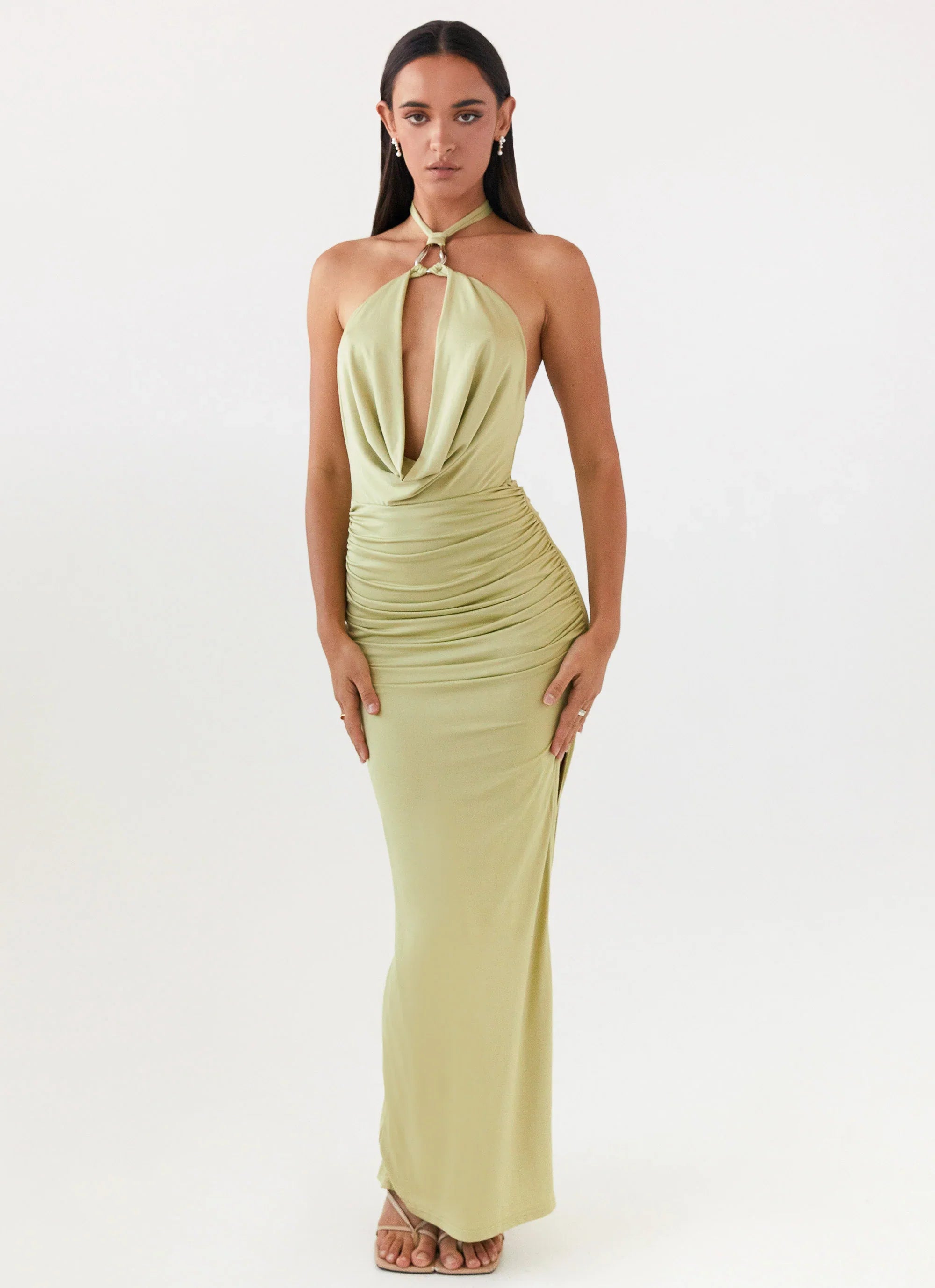 Samara Halterneck Maxi Dress - Sage
