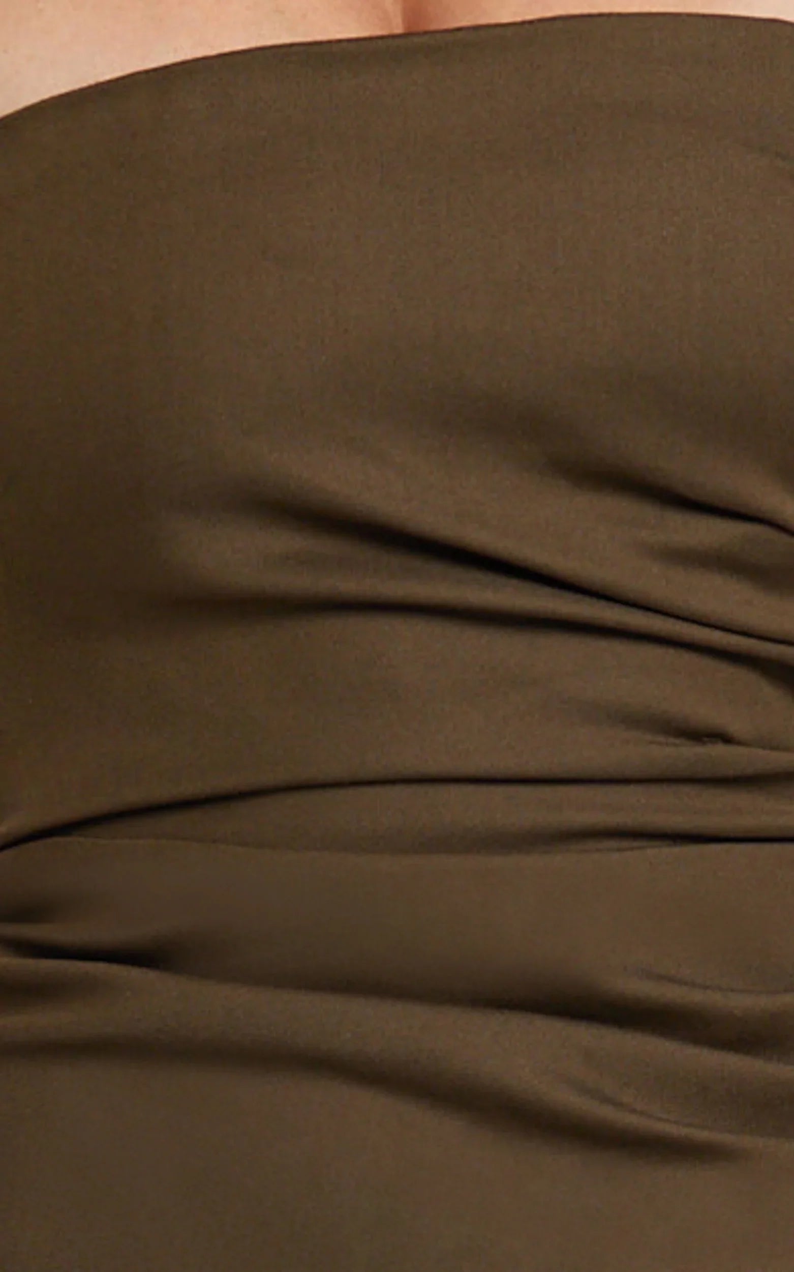 Jamie Maxi Dress - Strapless Ruched Fitted Column Dress in Chocolate