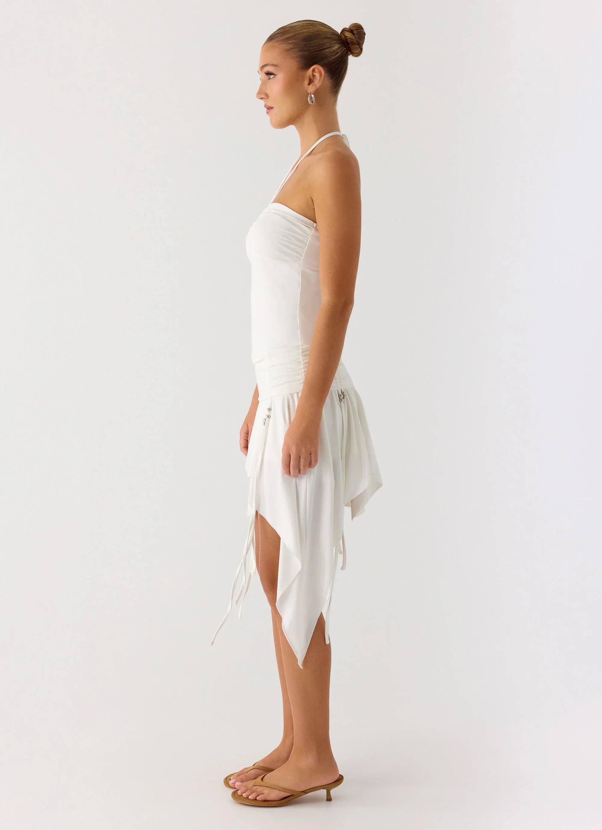 Khalida Jersey Halter Mini Dress - White